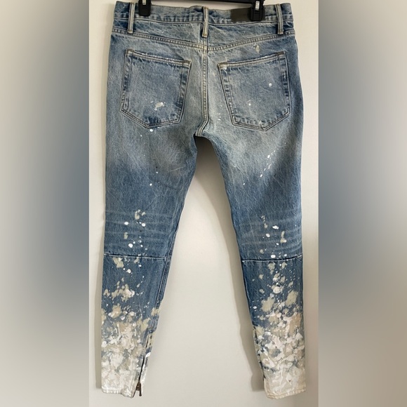 FEAR OF GOD 33W Indigo Blue Paint splatter denim jeans FIFTH Collection - Picture 2 of 11